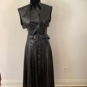 MATERIEL LEATHER HALTER DRESS  & BOLERO JKT
